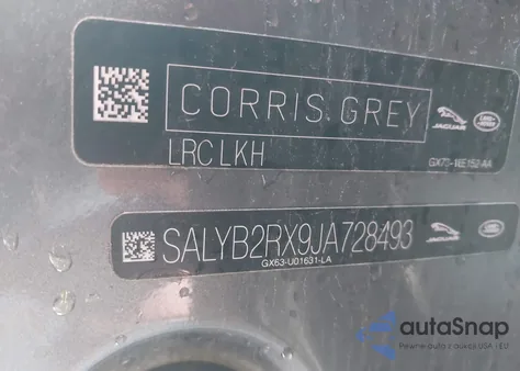 2018 Land Rover Range Rover Velar P250 S z USA, uszkodzony, nr VIN SALYB2RX9JA728493